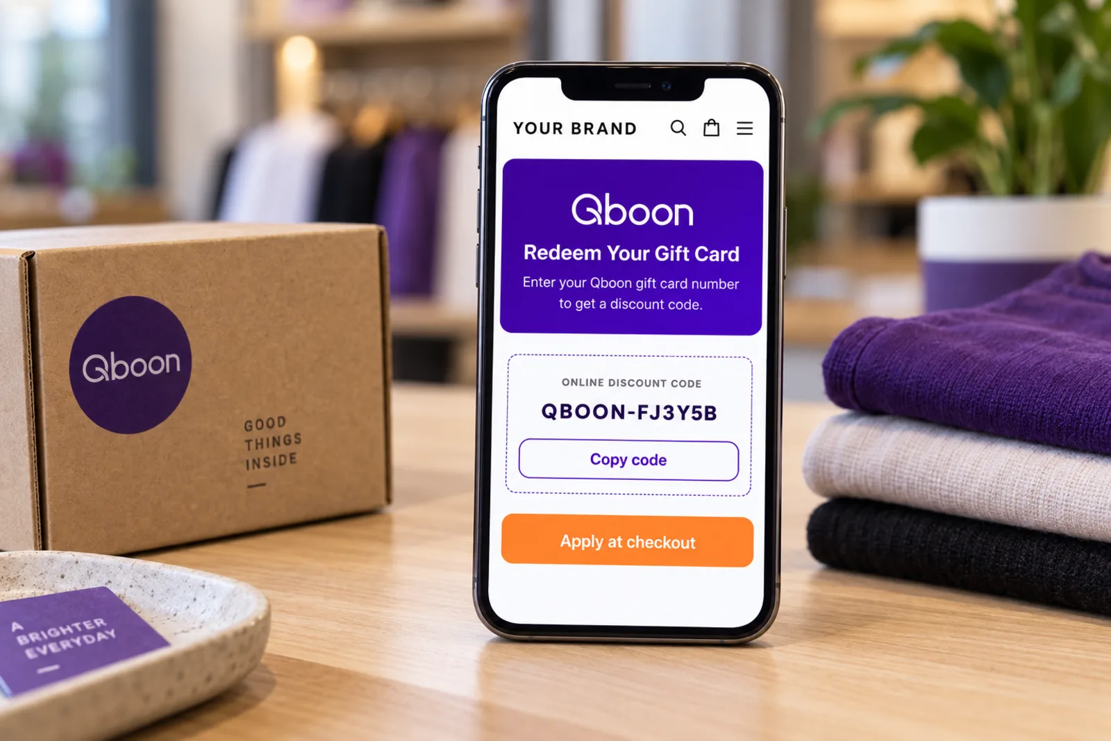 تطبيق Shopify وهو يحول رصيد بطاقة هدية لكود خصم